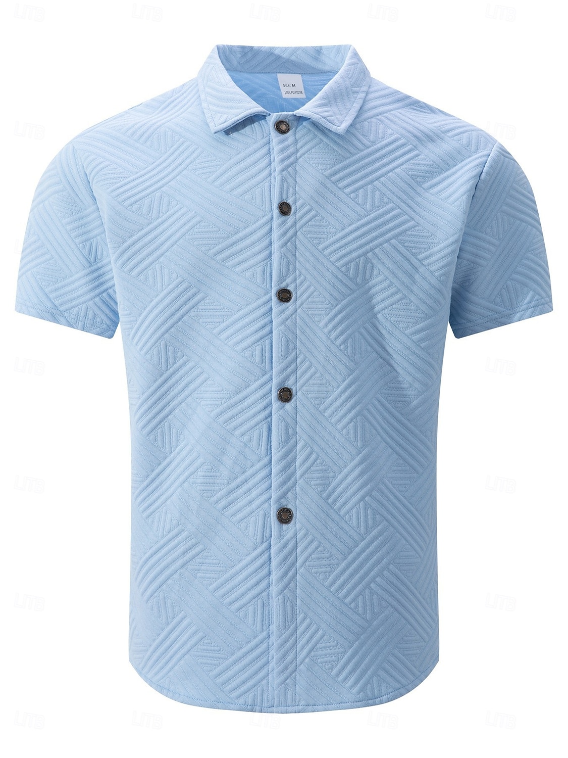 Voor heren Overhemd Normaal shirt Overhemd met knopen Jacquard overhemd Zwart Wit Abrikoos Grijs Licht Blauw Korte mouw Geometrisch Effen Revers Casual Dagelijks Jacquard Kleding Elegant Modieus 2026 - $25.99 –P1