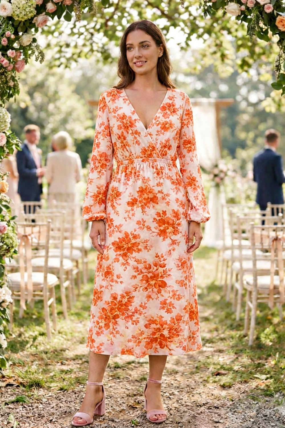 summer fit and flare dress Midi fit and flare summer swing chiffon dress 6119 – Xiaolizi main image 1