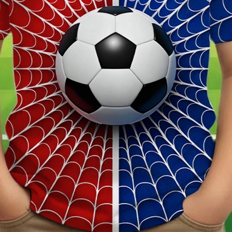 Jungen 3D Grafik Fußball Fußball-T-Shirts T-Shirt Kurzarm 3D-Druck Sommer Frühling Sport Mode Streetwear Kinder 4-12 Jahre Rundhalsausschnitt Lässig Täglich Outdoor Normale Passform 2026 - $14.49 –P3