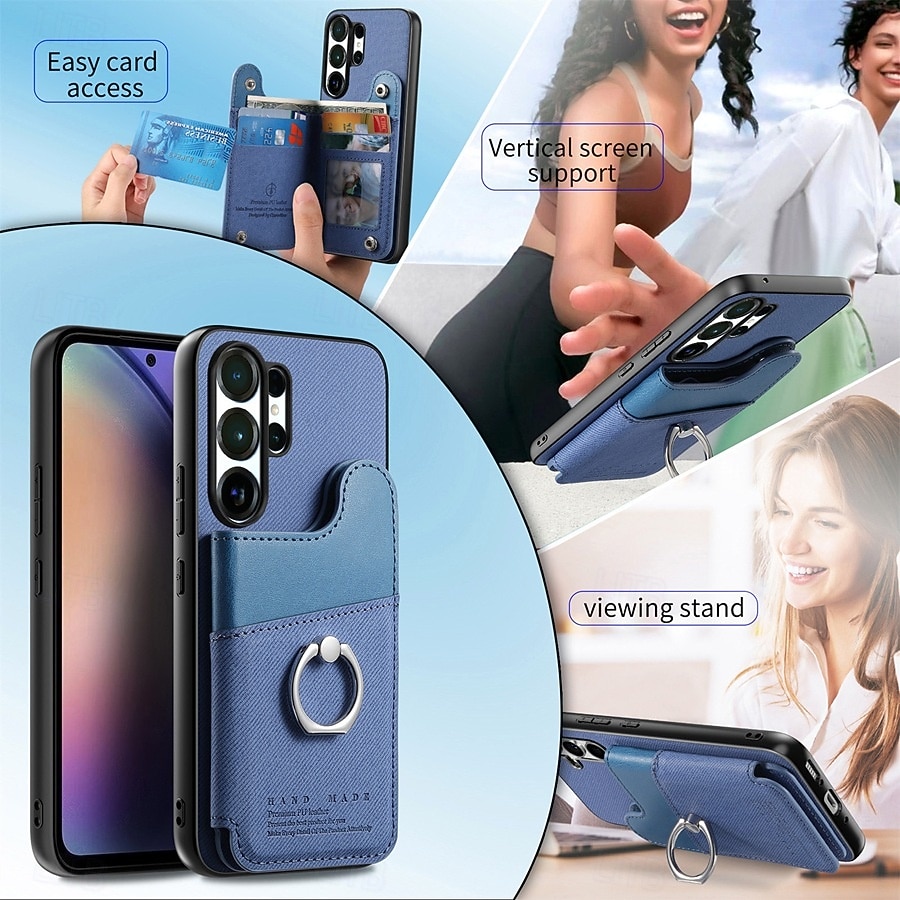 Phone Case For Samsung Galaxy S26 S26 Plus S26 Ultra Back Cover with Stand Holder Ring Holder Ring Buckle Retro TPU PU Leather 2026 - $17.99 –P16
