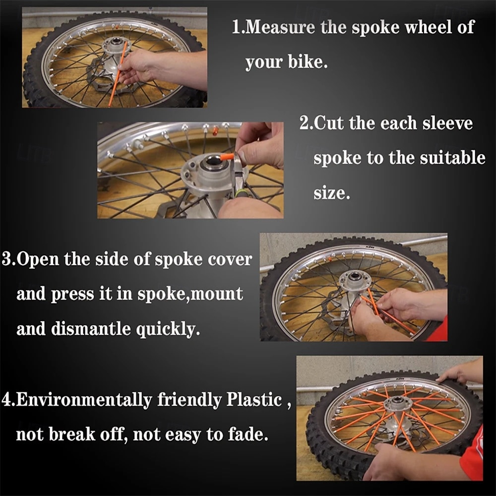 72PCS 24cm Universal Dirt Bike Spoke Covers Motorcycle Wheel Rim Spoke Wrap Kit Skins Protector Cover For Motocross Bicycle Bike 2026 - $9.99 –P4