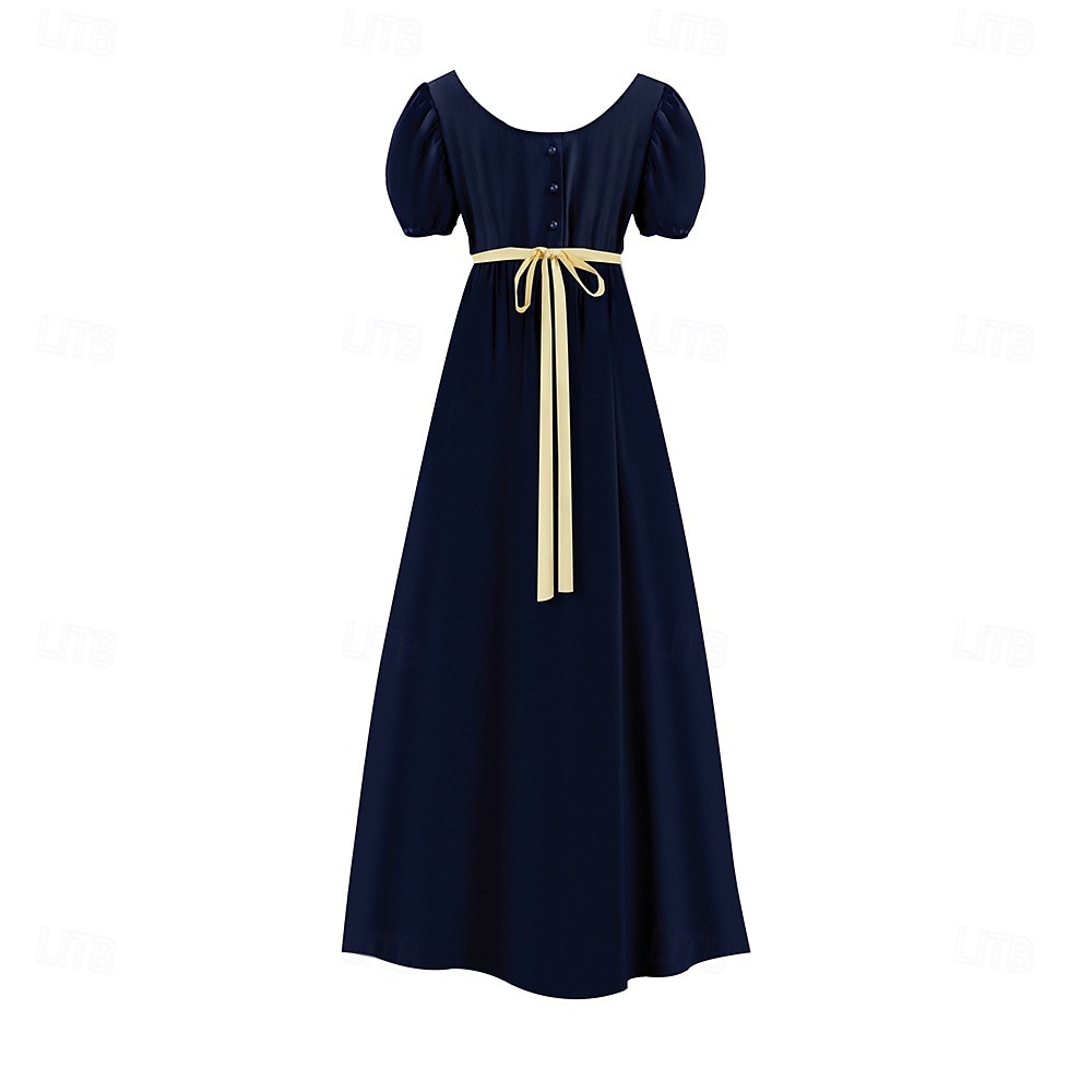 Retro Vintage Mittelalterlich Renaissance Knöchellänge Kleid Ballkleid Kleid im Regency-Stil Kurze Ärmel Prinzessin Dame Einfarbig Quadrathals Kostüm Damen königlich Halloween Karneval Leistung 2026 - $40.99 –P6