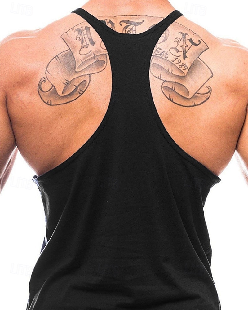 Herr Grafisk Bokstav Träningströja Linne för jogging Gymlinne Sommar Ärmlös Snabb tork Fuktabsorberande Gymträning Aktiv träning Träning Blå Svart Vit Sportkläder Sportkläder 2026 - $8.99 –P9