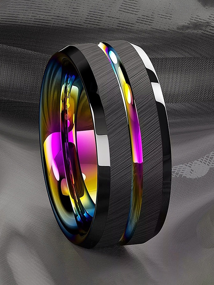 anello multicolore in acciaio inossidabile da uomo: disponibile in diverse misure, design elegante, perfetto per matrimoni, feste e abbigliamento casual per le vacanze del 2026 a $9.99 –P6