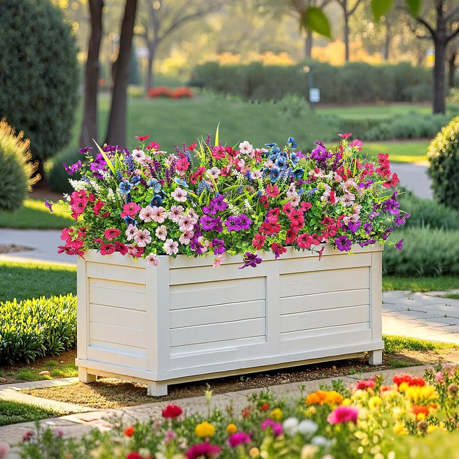 20 de pachete de flori artificiale pentru decorare în aer liber, flori de mătase artificiale, plante artificiale rezistente la UV, margarete artificiale, eucalipt, pentru primăvară, vară, grădină, 2026 - $31.99 –P4