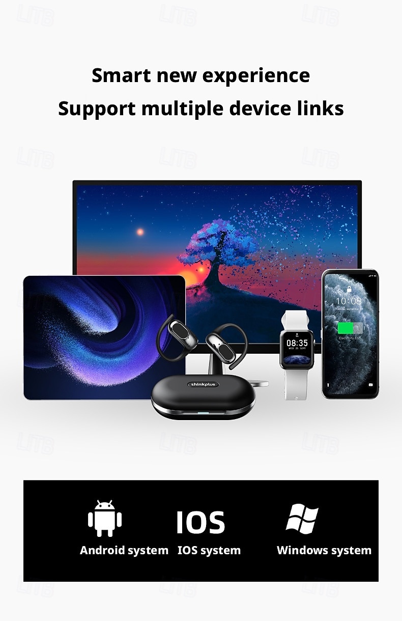 2026年 Lenovo オープンイヤークリップオンワイヤレスイヤホン、Bluetooth 5.4ヘッドホン、充電ケース付き、再生時間20時間、コンパクト &パワフルなサウンド、内蔵マイク、スポーツやワークアウトに最適な快適なフィット感のイヤホン。男女兼用。  コレクション – $29.99 –P14