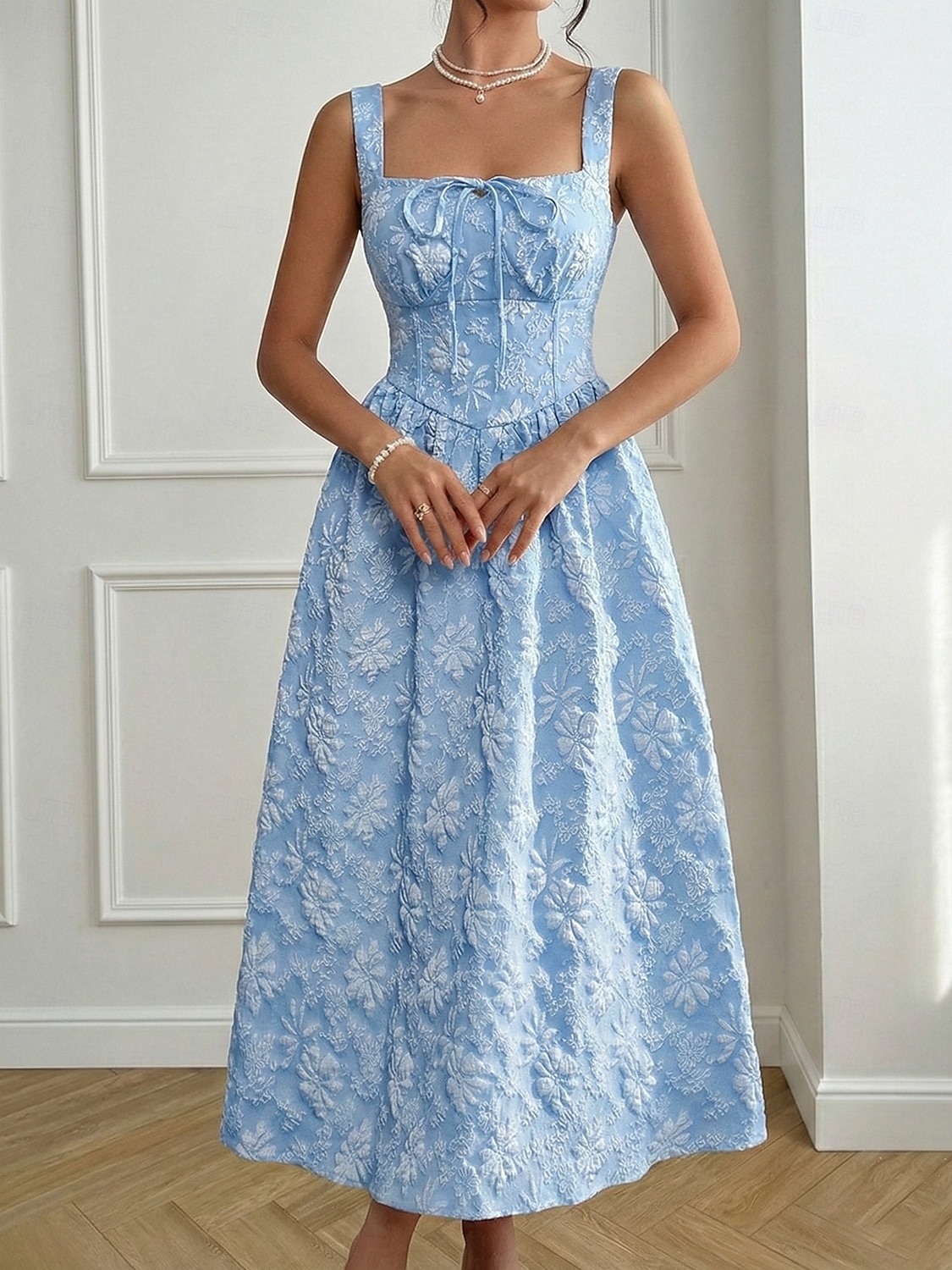 Per donna Abito maxi Abito a corsetto Abito a trapezio Abito Estivo Abito Sottoveste Casual Quotidiano Spiaggia Ferie Vestibilità regolare Floreale Grafico Senza Maniche Collo quadrato Blu Estate del 2026 a $44.99 –P5