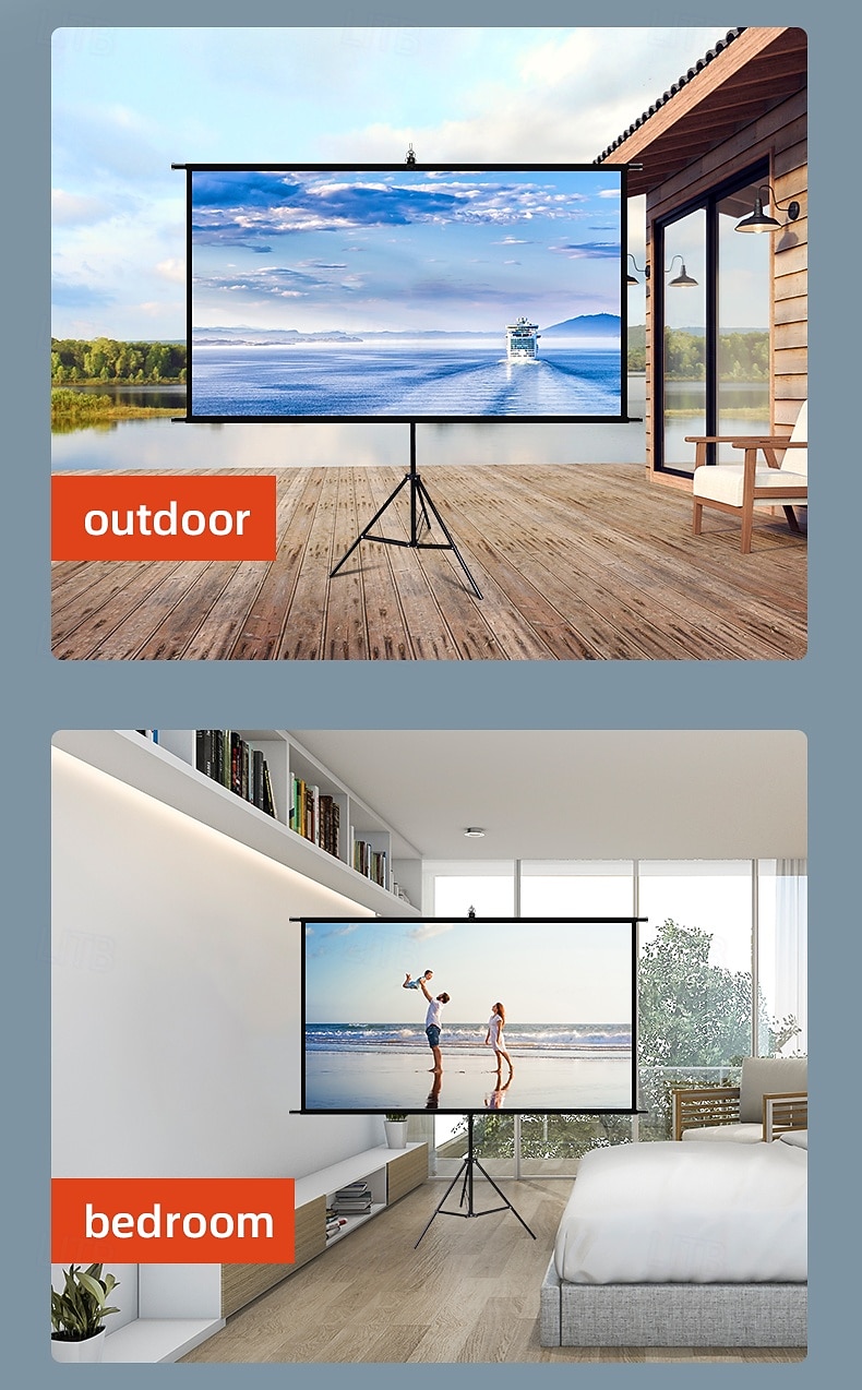 Projector Screen with Stand, 16:9 HD 4K Portable Projection Screen for Indoor Outdoor Home Theater, Foldable Movie Screen with Tripod, Adjustable Height for Backyard Cinema & Office Presentation 2026 - $66.99 –P12