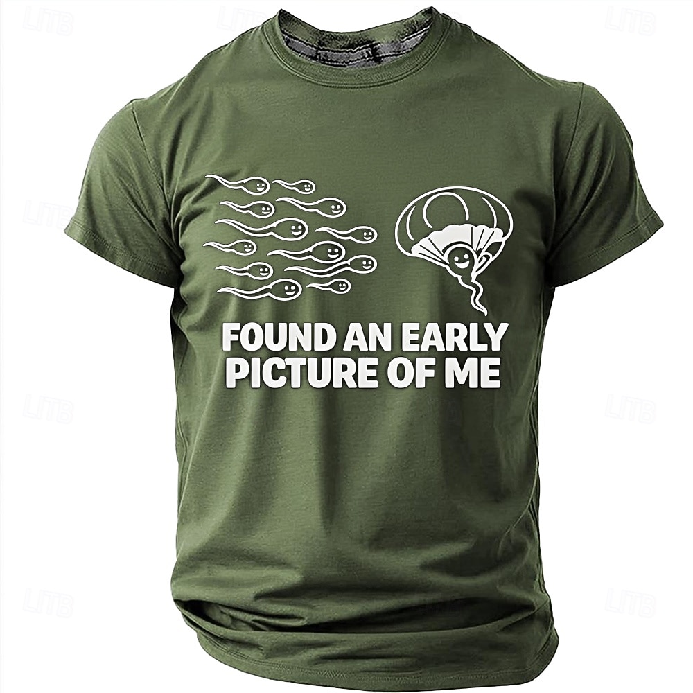 Men's FOUND AN EARLY PICTURE OF ME Funny Born Winner Graphic T-Shirt Sperm Parachute Cartoon Joke Tee Smart Player Humor Creative Gag Gift Short Sleeve Casual Designer Clothing Apparel S M L XL XXL XX 2026 - $21.99 –P7