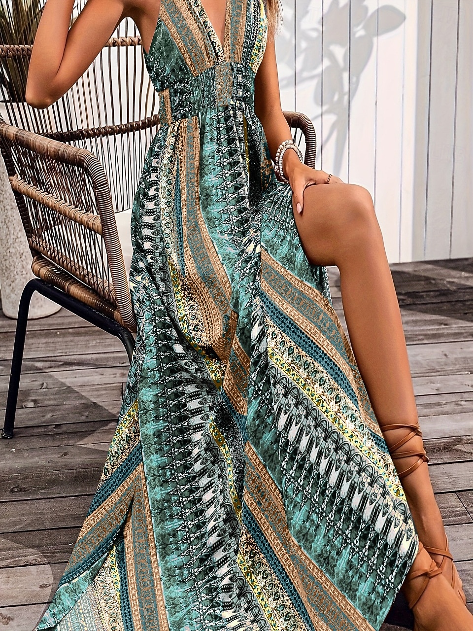 Stile Boho Retrò Vintage Boho Lunghezza lunga Vestito Senza maniche Stile Boho Scollo a V Costume Per donna Mascherata Festival Musicale Festa a tema retrò Adulti Vestito Estate del 2026 a $36.99 –P14