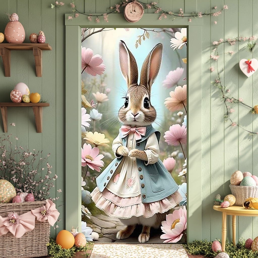 Easter Posters Door Cover Outdoor Banners Rabbit Cute 3D Party Dorm Teens Room College Dorm Guys Man Cave Frat Bedroom Shooting Backgrounds Home Decor 2026 - $17.99 –P4