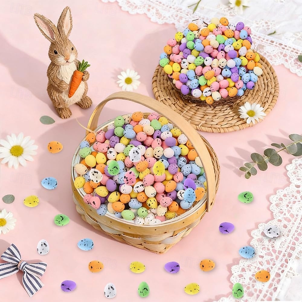 100 kpl miniatyyripääsiäismunia keinotekoisia vaahtomunia pilkullisia munia pieniä pastellivärisiä koristeellisia pääsiäislinnunmunia korin täyteaineiksi kevätjuhlien suosikkeihin seppeleiden 2026 - $9.99 –P5