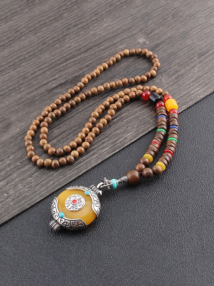 Collar bohemio para hombre, cuentas y piedras de madera de múltiples materiales, varios estilos, joyería tribal hecha a mano, perfecto para uso diario informal y viajes de vacaciones. 2026 - $11.99 –P7