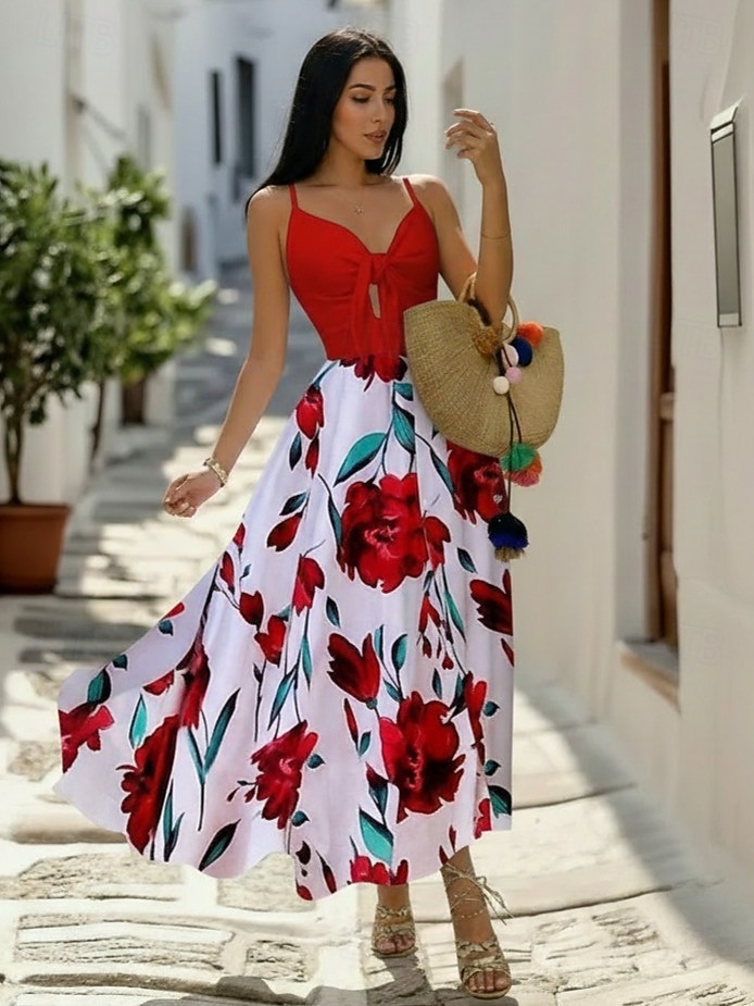 Pentru femei Rochii Midi Rochie de absolvire Rochie leagăn Rochie de vară Rochie Slip Modă În aer liber Concediu Dată Fit regulat Leopard Floare Fără manșon Curele de Negru Alb Roșu-aprins Roșu 2026 - $27.99 –P2