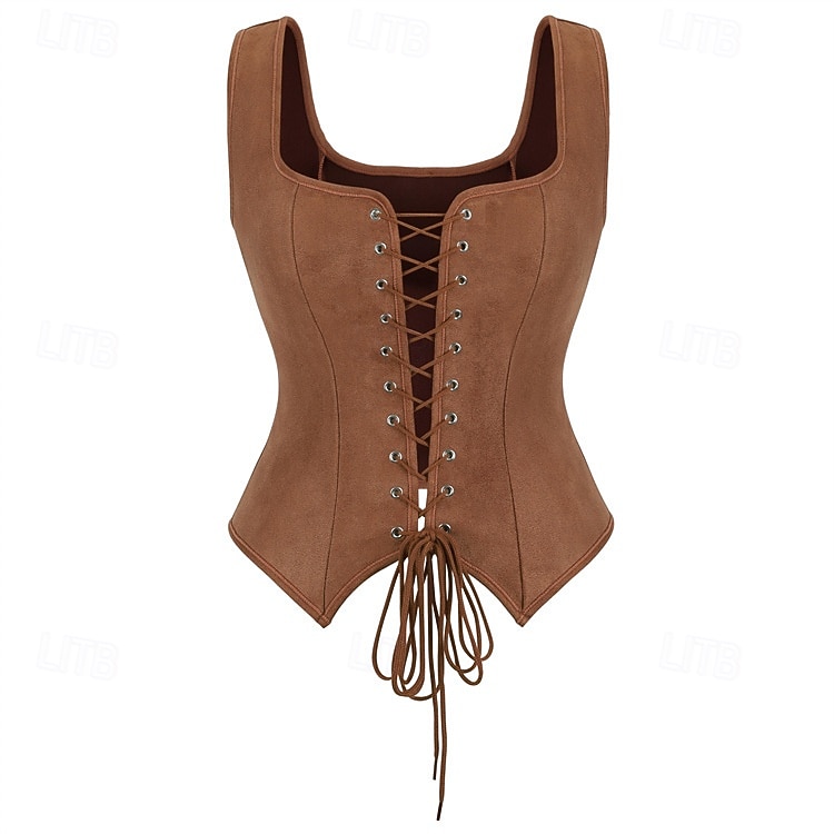 Middeleeuws Renaissance Cottagecore Korset Lijfje Piraat Viking Boers Veters Kostuum Dames Keltisch Fantasie Halloween Carnaval Prestatie LARP Ren Faire Volwassenen Korset 2026 - $26.99 –P4