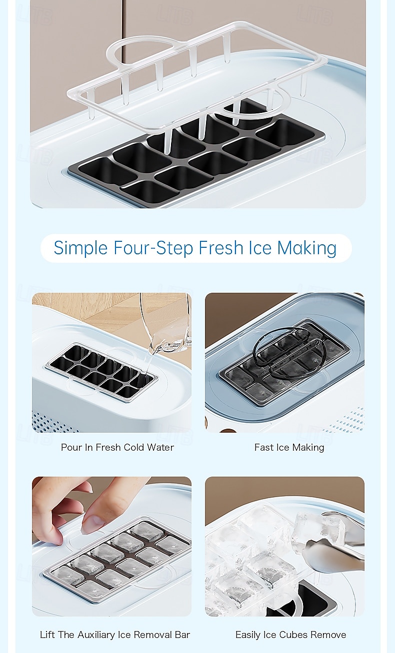 Миниатюрный портативный льдогенератор, настольный, быстрое приготовление льда за 10-15 минут, 8 твердых кубиков льда за цикл, компактный, небольшой, быстродействующий льдогенератор для дома, офиса, 2026 - $115.99 –P16