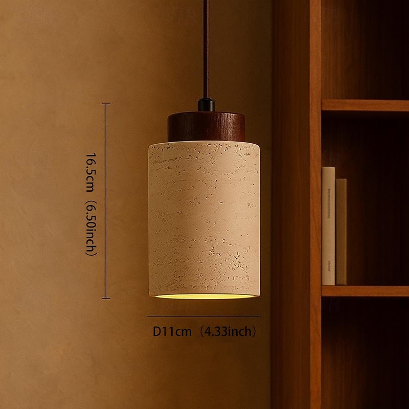 Lampadario a sospensione cilindrico wabi-sabi in pietra naturale, moderno, in legno rustico, stile industriale, ideale per sala da pranzo, isola cucina, camera da letto in stile rustico (lampadina di ricambio in omaggio!). del 2026 a $107.99 –P19