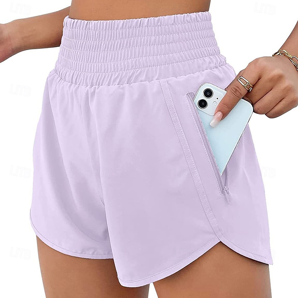 Women's Athletic Shorts Shorts Summer Shorts Beach Shorts Vacation Fashion Casual Daily Short High Waist Elastic Waistband Asymmetric Zipper Pocket Comfort Quick Dry Soft Micro-elastic Streetwear 2026 - $20.99 –P12