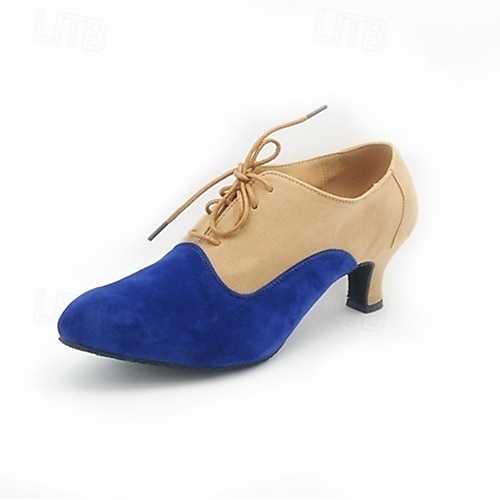 Per donna Scarpe da Ballo da Sala Scarpe da ballo moderno Scarpe da swing Interno Professionale Cha-Cha Tacco Giunzione Allacciatura Nero e argento Nero / Rosso Nero del 2026 a $29.99 –P1