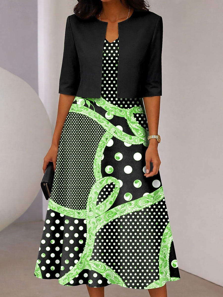 Pentru femei Set de rochii Rochie Midi Rochie A line Elegant Casual Grafic Geometric Imprimeu Rochii Midi Manșon Jumate În V Zilnic Albastru piscină Negru Roșu-aprins Vară Primăvară Fit regulat 2026 - $41.99 –P3