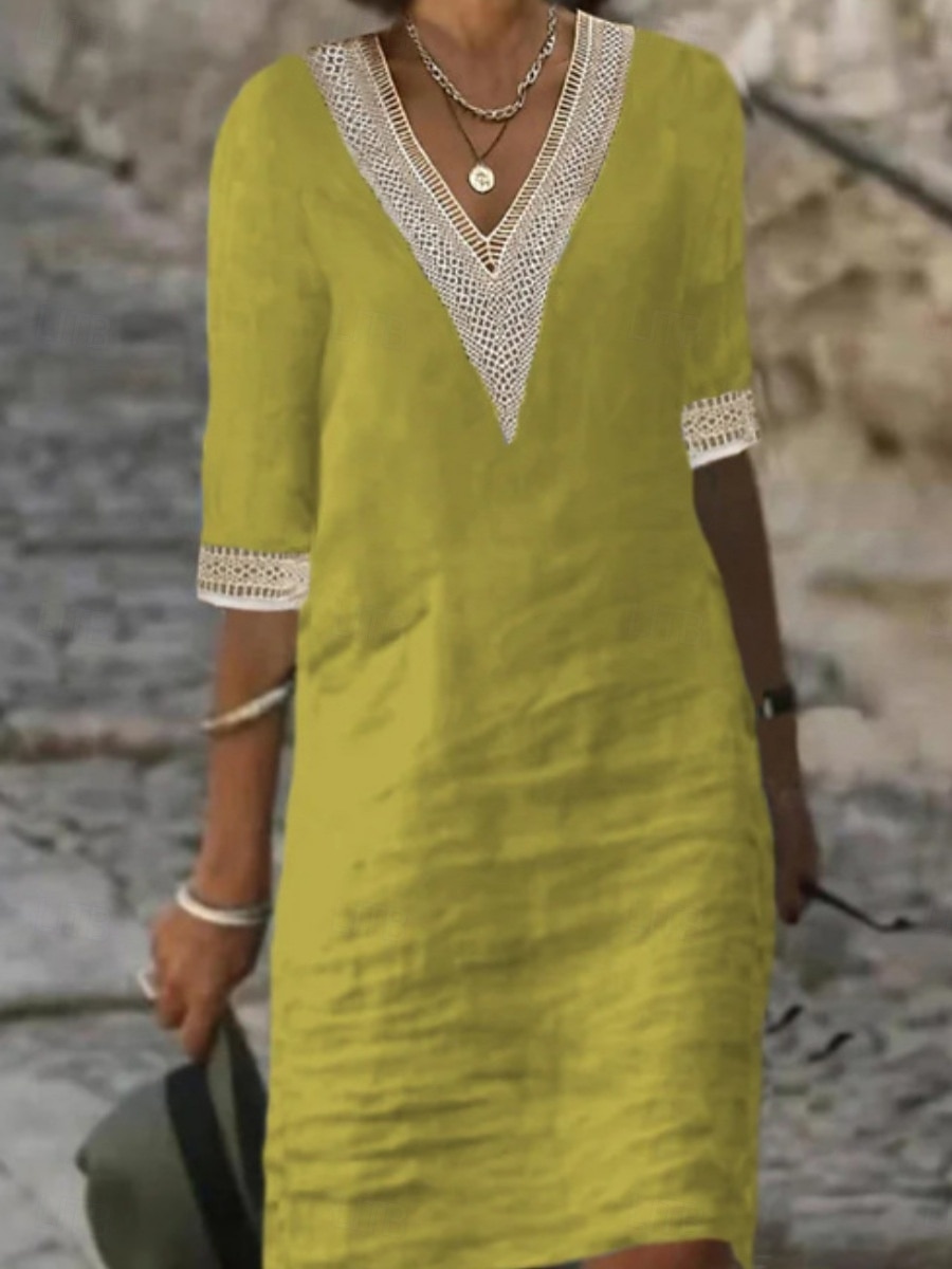 Per donna Abito al ginocchio Abito Bianco Elegante Moda Moderno All'aperto Vacanza Uscire Vestibilità regolare Semplice Senza Maniche Scollo a V Blu Nero Bianco Giallo Estate Primavera del 2026 a $25.99 –P6
