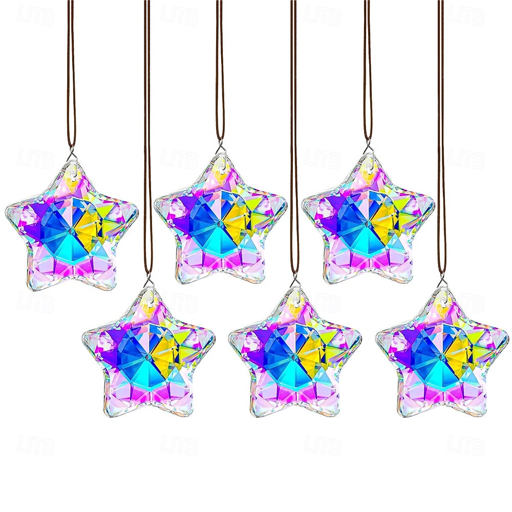 1/6Pcs Rainbow Pentagram Star Crystal Suncatcher  Prism Pendant Crafts for Home Office Garden Decoration Rainbow Maker Window Pendant 2026 - $9.99 –P10
