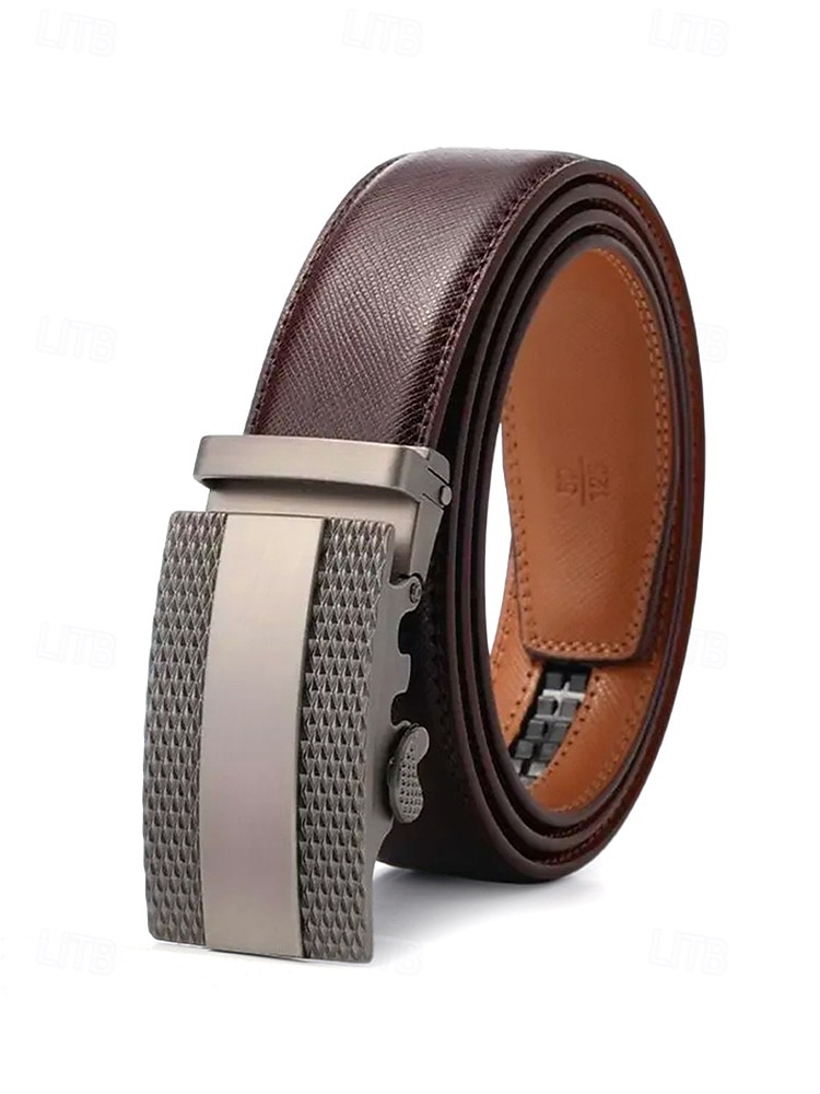 men's leather ratchet dress belt 352063 Men's Slide Ratchet Belt Leather Casual Dress Belt 1-3/8"(35mm) Wide (Brown, 32)