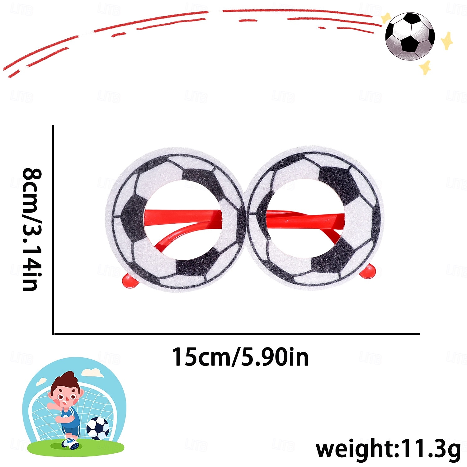 4 ks fotbalové brýle čelenka na zápas světa 2026 fotbal roztomilé fotbalové dětské a dospělé unisex večerní párty zápasové šaty 2026 - $15.49 –P6