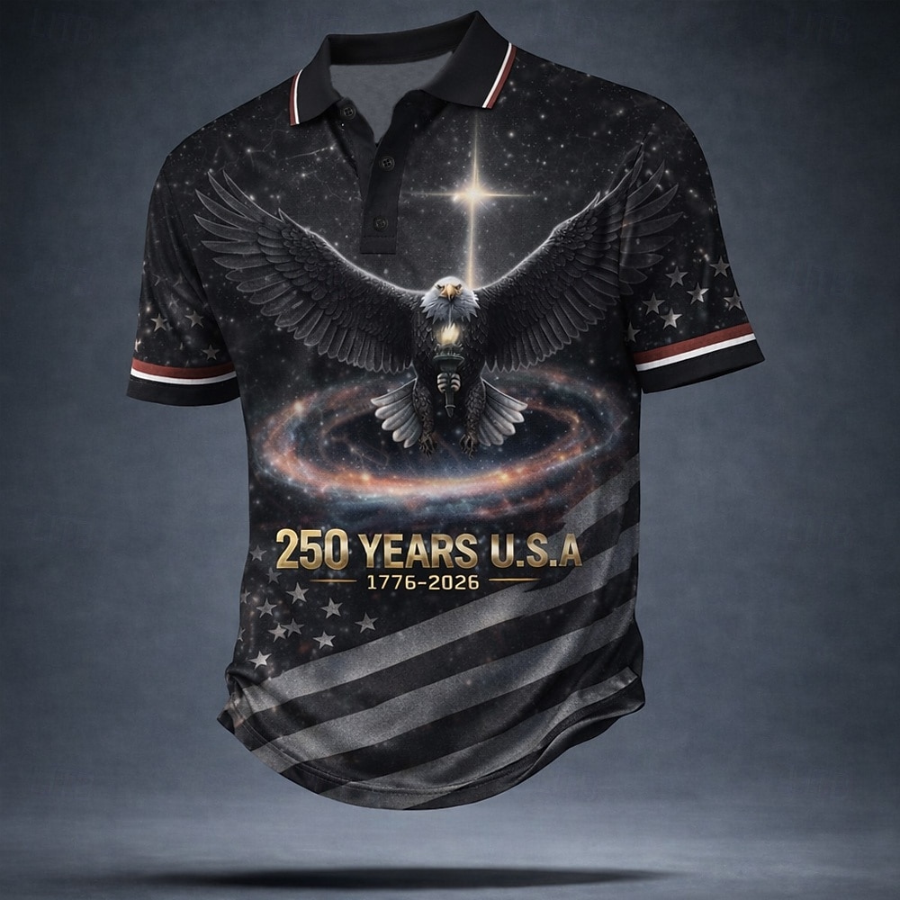 4η Ιουλίου 2026 250η Ανδρικά Αμερικανική σημαία των ΗΠΑ Μπλουζάκια πόλο Κοντομάνικο Μπλουζάκια πόλο Πέτο Καθημερινό Ένδυση γυμναστικής και άθλησης Καθημερινά Ρούχα Φεστιβάλ στολή 3D εκτύπωση Κουμπιά 2026 - $21.99 –P3