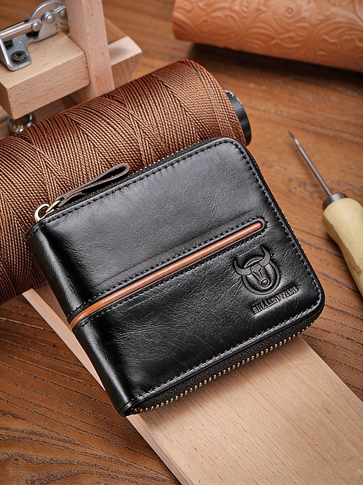 Herre vintage lommebok i ekte skinn i flere farger stor kapasitet flere kort glidelås rundt bifold lommebok for uformell daglig bruk, reiseferie og hverdagsbruk 2026 - $26.99 –P4
