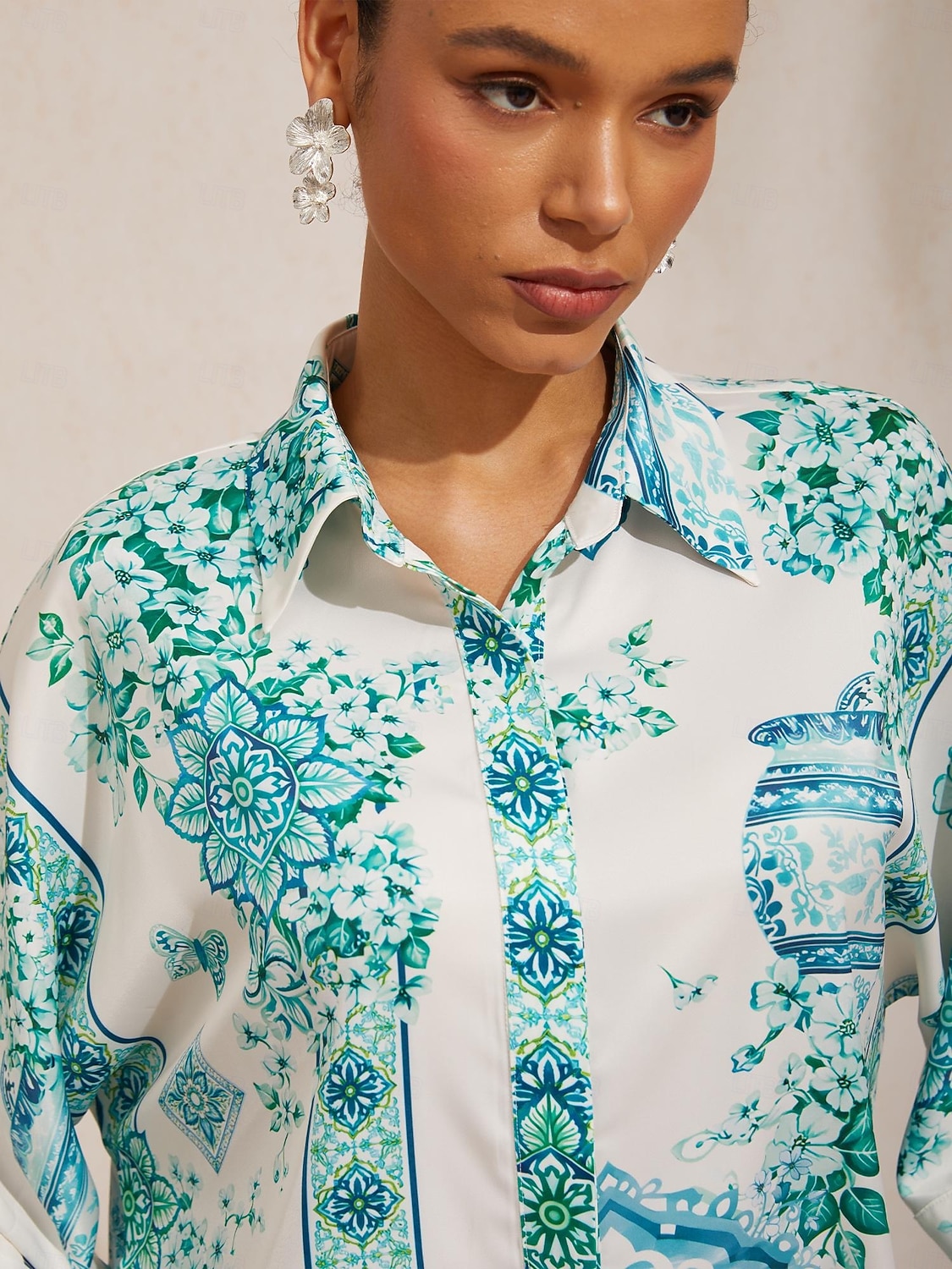 celadon bloom story zijdezacht satijnen shirt met vleermuismouwen 2026 - $67.99 –P3