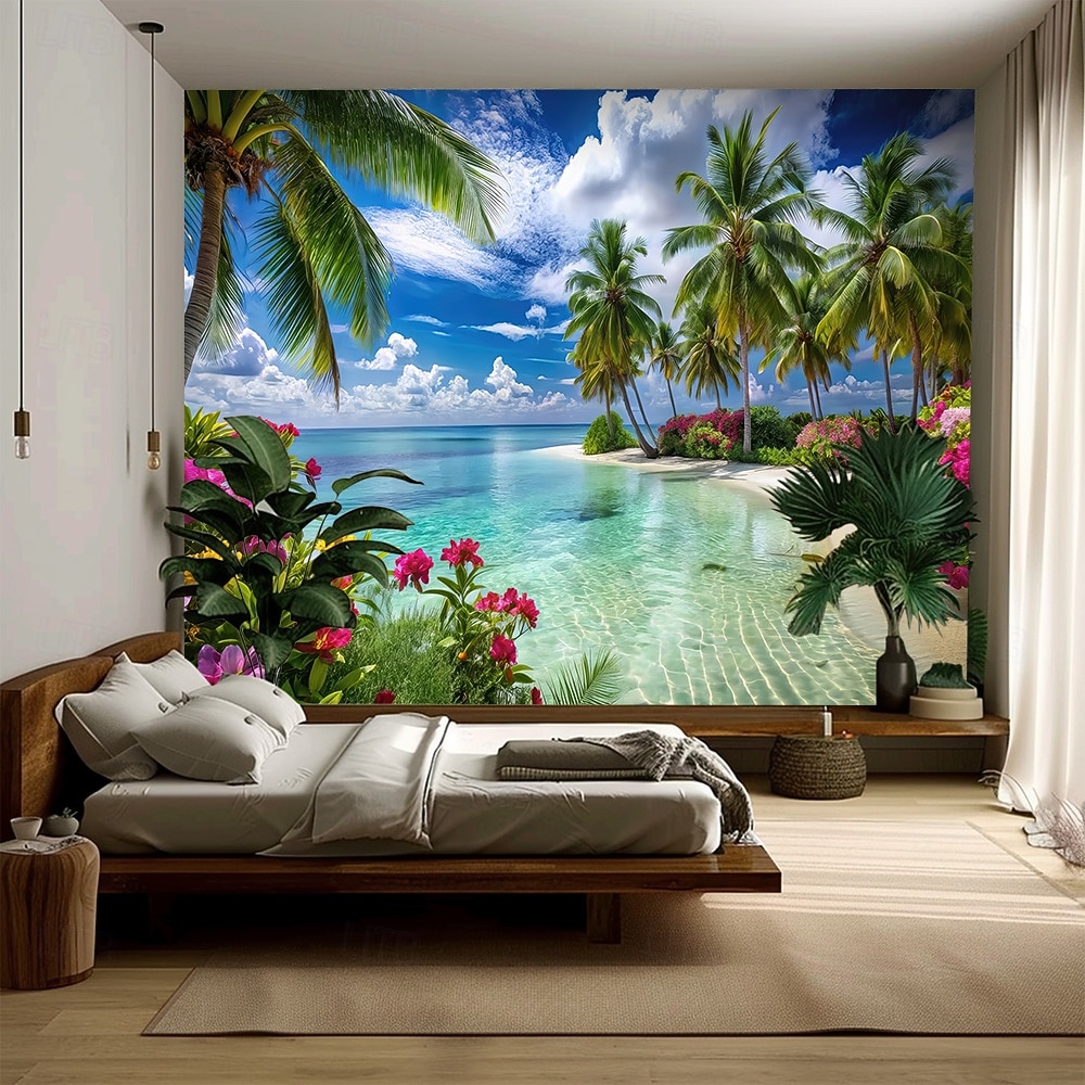Tapiz de pared 3D realista con paisaje natural, cascada y lago azul, bosque de ensueño, montaña y flores. Tapiz colgante para sala de estar, dormitorio, residencia estudiantil, hogar y oficina. 2026 - $45.99 –P5