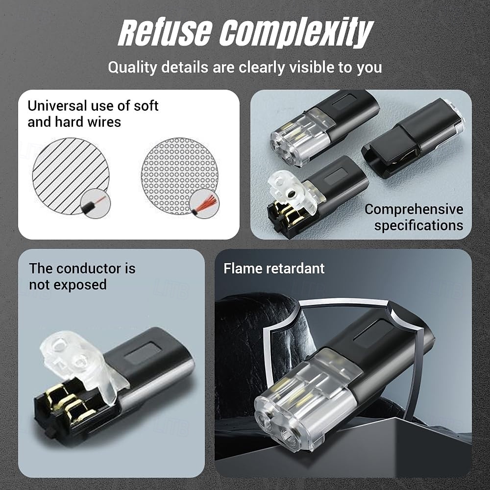 2026年 ダブルワイヤプラグインコネクタ、LEDライトストリップ低電圧コネクタ2ピン、ロックバックル付き - クイック接続、ワイヤの被覆を剥がしたり切断したりする必要はありません、50個入り  コレクション – $16.49 –P2