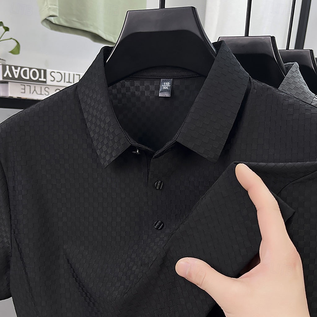 Herren Polo Business-Polo Lässig Geschäft Revers Kurzarm Mode Modern Einfach Knöpfe Rein Sommer Frühling Normale Passform Schwarz Weiß Purpur Grün Khaki Grau Polo 2026 - $22.99 –P3