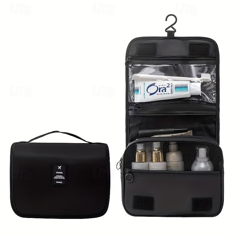 Trousse de toilette en sergé, grande capacité, portable et multifonctionnelle, idéale pour les voyages. Trousse de toilette unisexe avec crochet de suspension, pochette à maquillage, organisateur de de 2026 ? $13.99 –P8