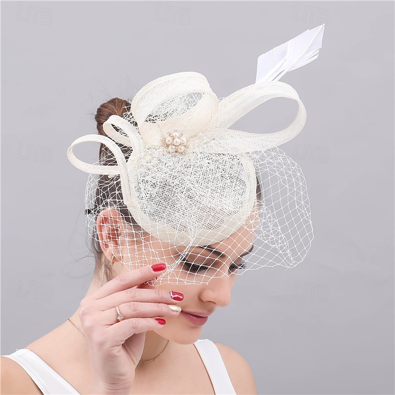 Fascynatorzy Sinamay Ślub Urodziny Zabytkowe Śłodkie Retro Z Tiul Winieta Nakrycia Głowy 2026 - $34.99 –P5