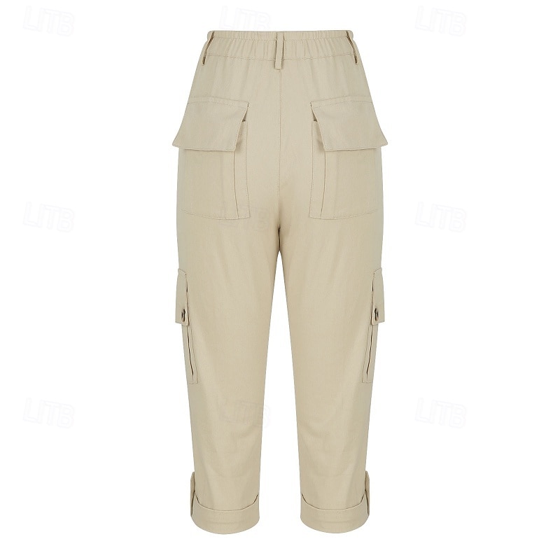Per donna Pantaloni Cargo Pantaloni capri Chinos Vacanza Streetwear Casual Lunghezza al polpaccio Vita media Semplice Tasca Fascia Elastica Comodo Comodità Inelastico Quotidiano All'aperto Streetwear del 2026 a $33.99 –P17
