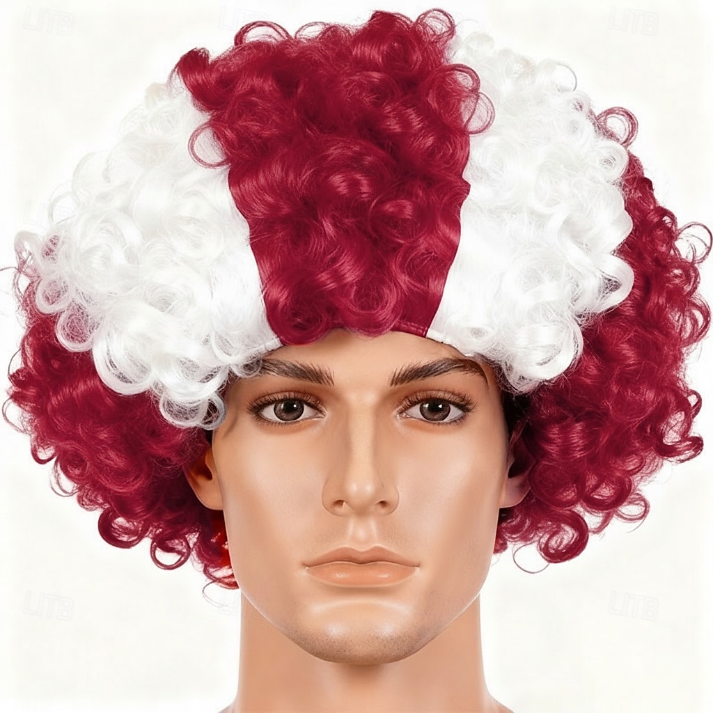 Tricolor Striped Afro Wig - National Flag Colors Curly Hair for Sports Fans 2026 - $14.49 –P14
