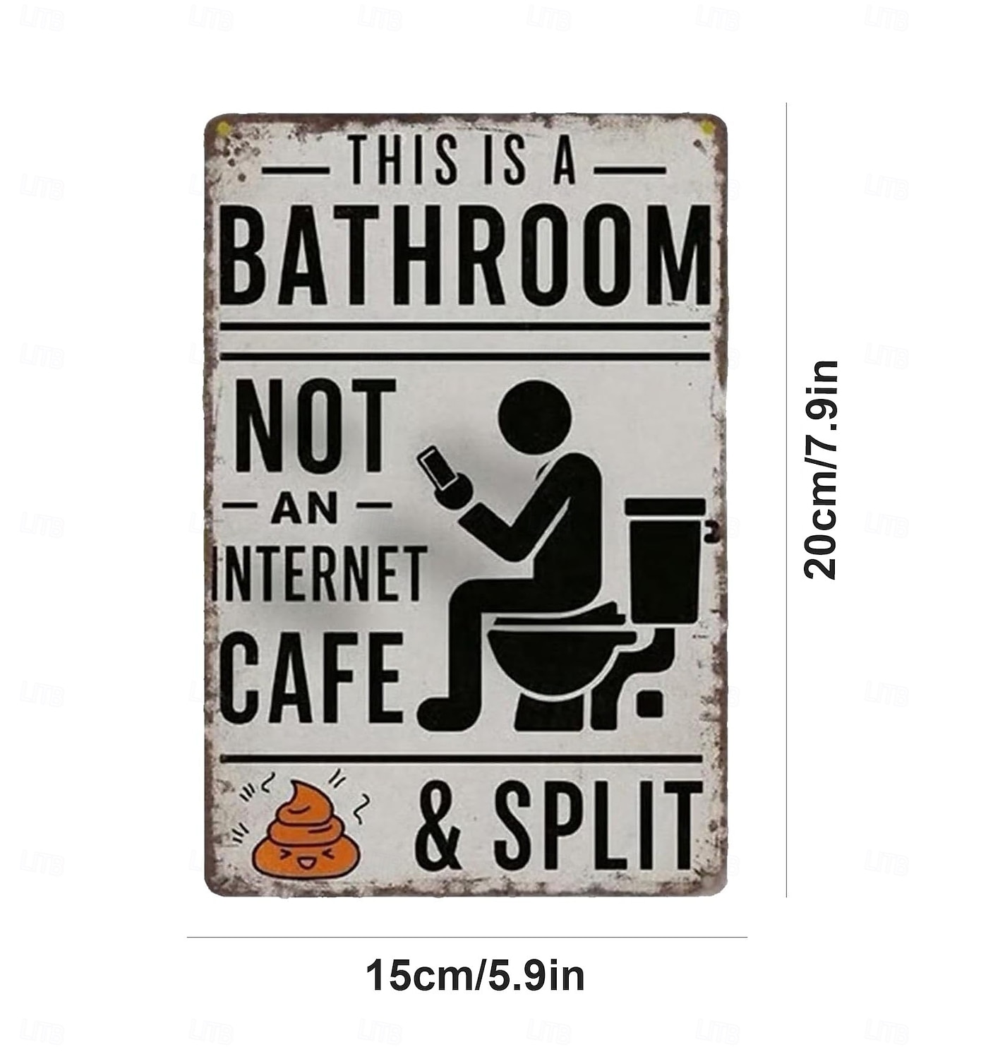 Este es un letrero de baño, no de cibercafé, divertido letrero de hojalata de metal para baño, decoración de pared humorística vintage, arte de pared de baño de aluminio rústico para casa de campo, 2026 - $9.99 –P10