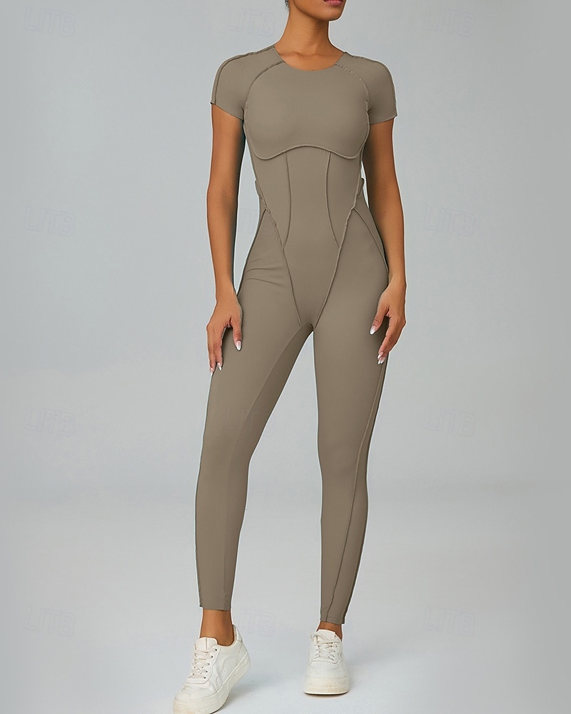 Mujer Mono de Fitness Pijama Mono Color sólido Body Verano Primavera Otoño Arroz blanco Rosa Entrenamiento de gimnasio Aptitud física Yoga Eslático Transpirable Manga Corta Deporte Ropa de Deporte 2026 - $44.99 –P13