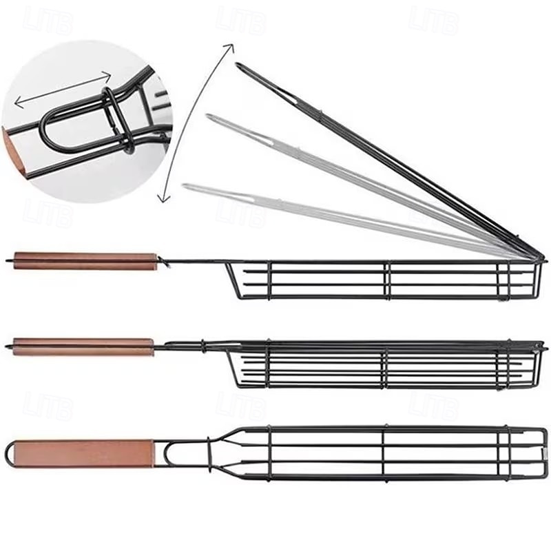 Conjunto de 2 grelhas antiaderentes, utensílios portáteis de metal para grelhar carvão, adequados para legumes e carnes, perfeitos para acampamentos ao ar livre, piqueniques, caminhadas e churrascos. de 2026 por $16.99 –P5