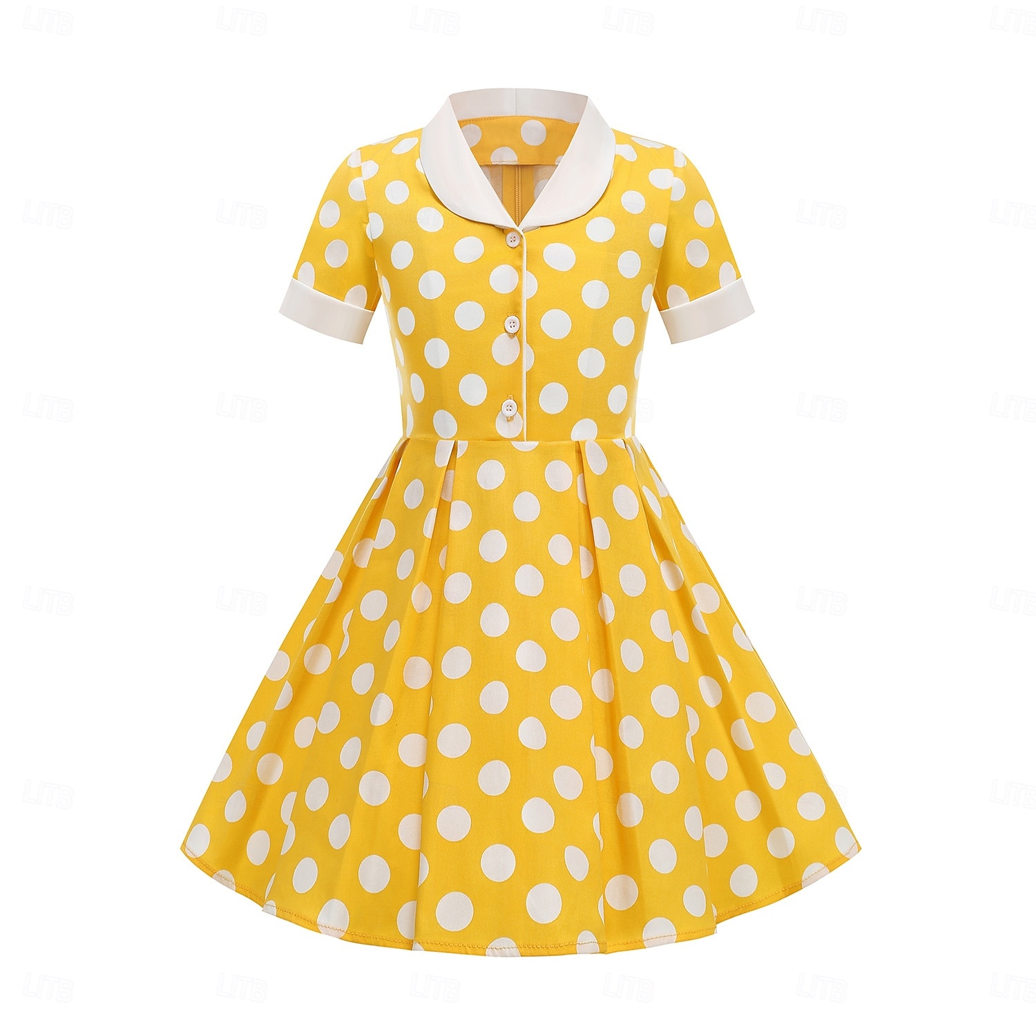 1950er Rockabilly Vintage-Kleid Kleid Swing-Kleid Kurze Ärmel Tupfen A-Linie Kostüm Mädchen Karneval Maskerade Alltagskleidung Junggesellinnenabschiedsparty Kinder Kleid Frühling & Sommer 2026 - $40.99 –P1
