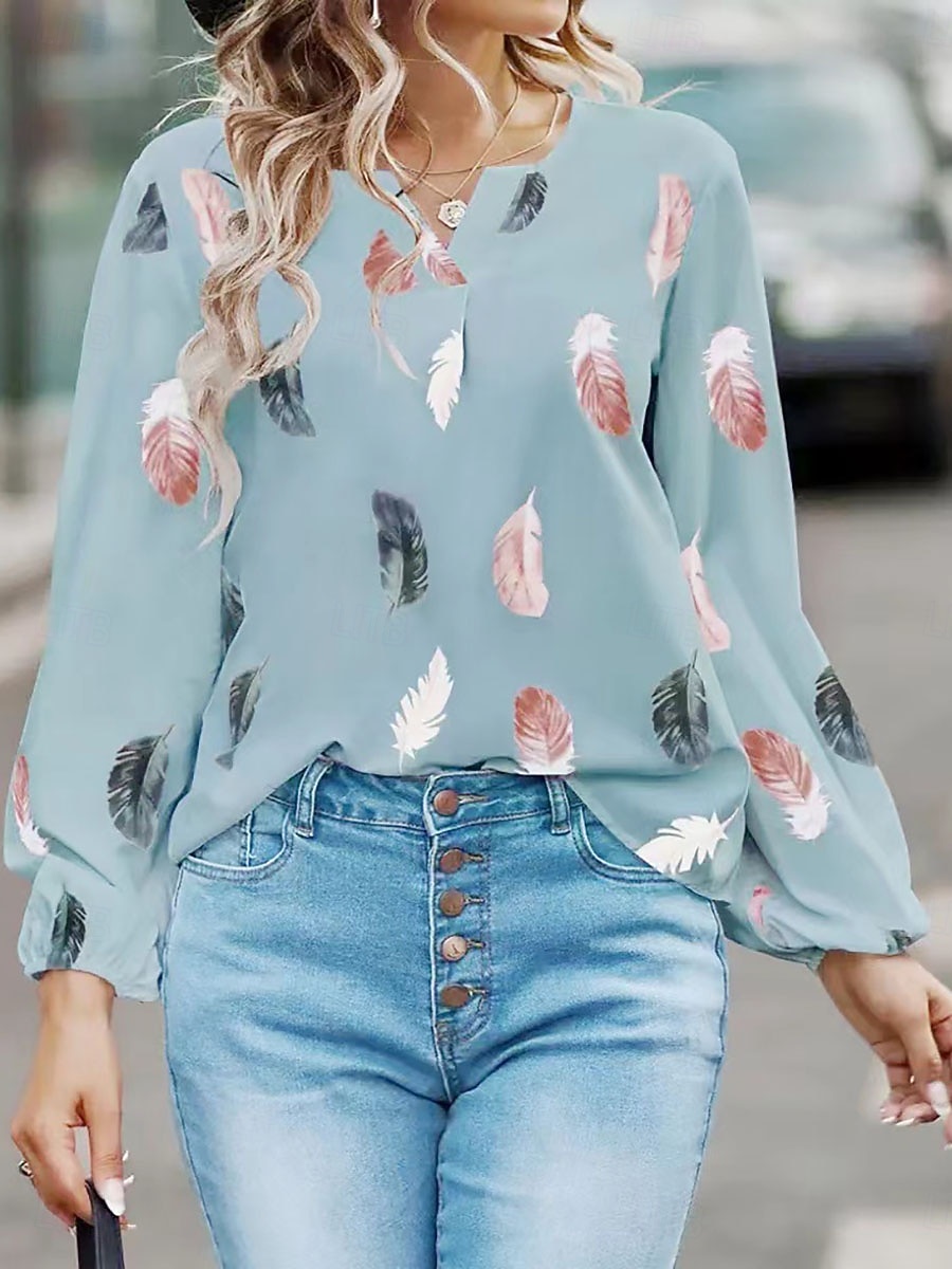Dam T-shirt Blus Grafisk Mode Stylish Klassisk Långärmad V-hals Vanliga toppar Dagligen Utekväll Helgen Svart Vit Rodnande Rosa Grön Ljusblå Sommar Vår Höst 2026 - $14.99 –P8