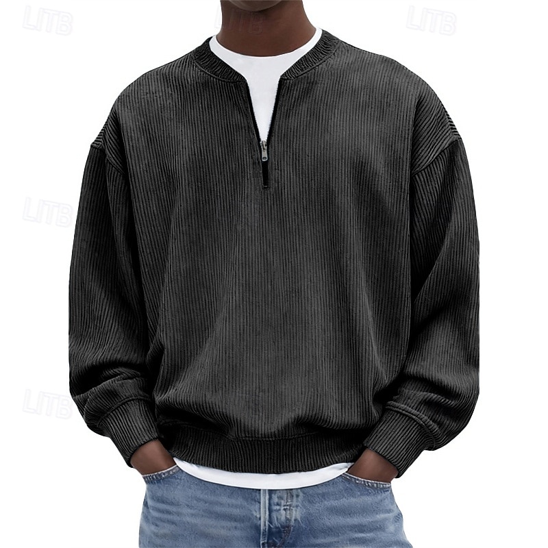 Voor heren Sweatshirt Sweatshirt met kwartrits blauw Zwart Wit Lichtgroen Marineblauw Halve rits Effen Kwart ritssluiting Dagelijks Sport & Outdoor Feestdagen Polyester Streetwear Basic Casual Lente 2026 - $32.99 –P9