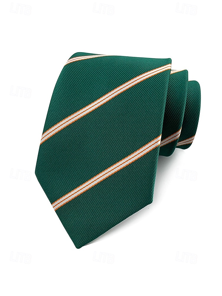 2026年 メンズポリエステルストライプネクタイ、クラシックフォーマルビジネス＆ウェディングパーティーアクセサリー、複数の色、男性のためのエレガントなプロフェッショナルスタイル  コレクション – $11.99 –P7