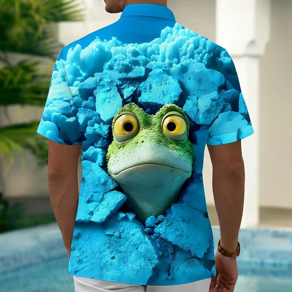 Homens Animal Sapo Lagarto Camisa havaiana camisa de botão Camiseta Aloha Manga Curta Havaiana férias na praia Verão Primavera Aberto para a Lateral Impressão 3D camisas de colarinho Um bolso frontal de 2026 por $25.99 –P2