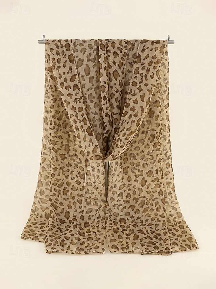 Lenço feminino de chiffon leve estilo boêmio, estampa de leopardo, várias cores, ideal para uso diário, férias e viagens. de 2026 por $9.99 –P7