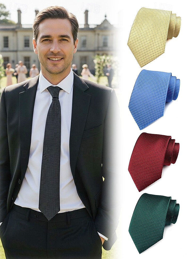 Мужской галстук из полиэстера – разнообразные цвета, элегантный плетеный дизайн, идеально подходит для свадеб, вечеринок и деловых поездок. 2026 - $11.99 –P1