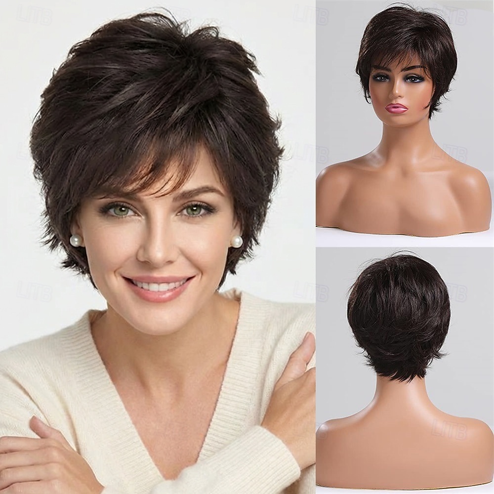 Perruque pixie courte argentée élégante pour femme - mèches douces et volume léger de 2026 ? $29.99 –P7