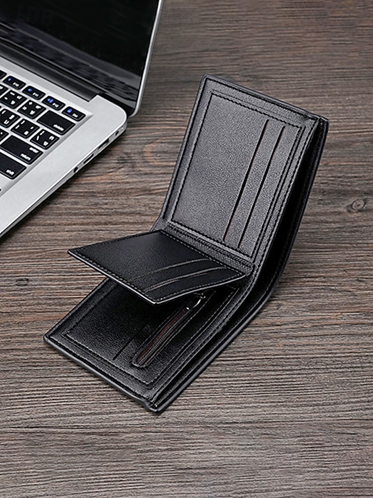 Portafoglio da uomo vintage in similpelle, con design a più scomparti, finitura effetto invecchiato retrò, multicolore, materiale PU resistente, ideale per viaggi e uso quotidiano casual. del 2026 a $9.99 –P6